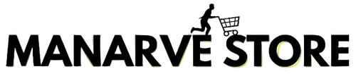 Logo of Manarve Store with a stylized figure pushing a shopping cart.