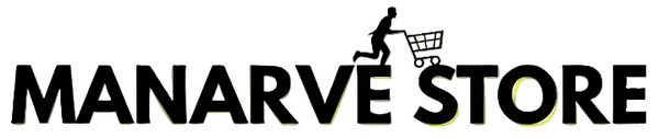 Logo of Manarve Store with a stylized figure pushing a shopping cart.